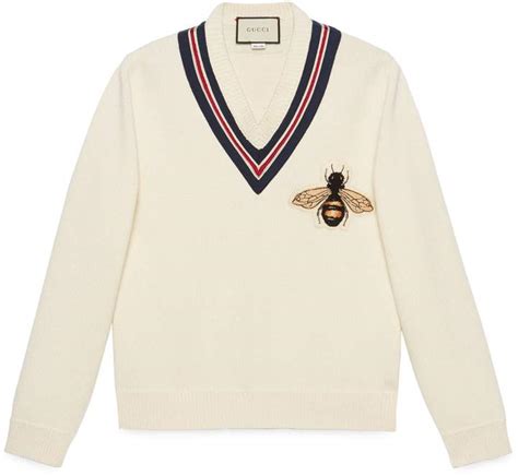 gucci sweater white bee print|Gucci sweater now.